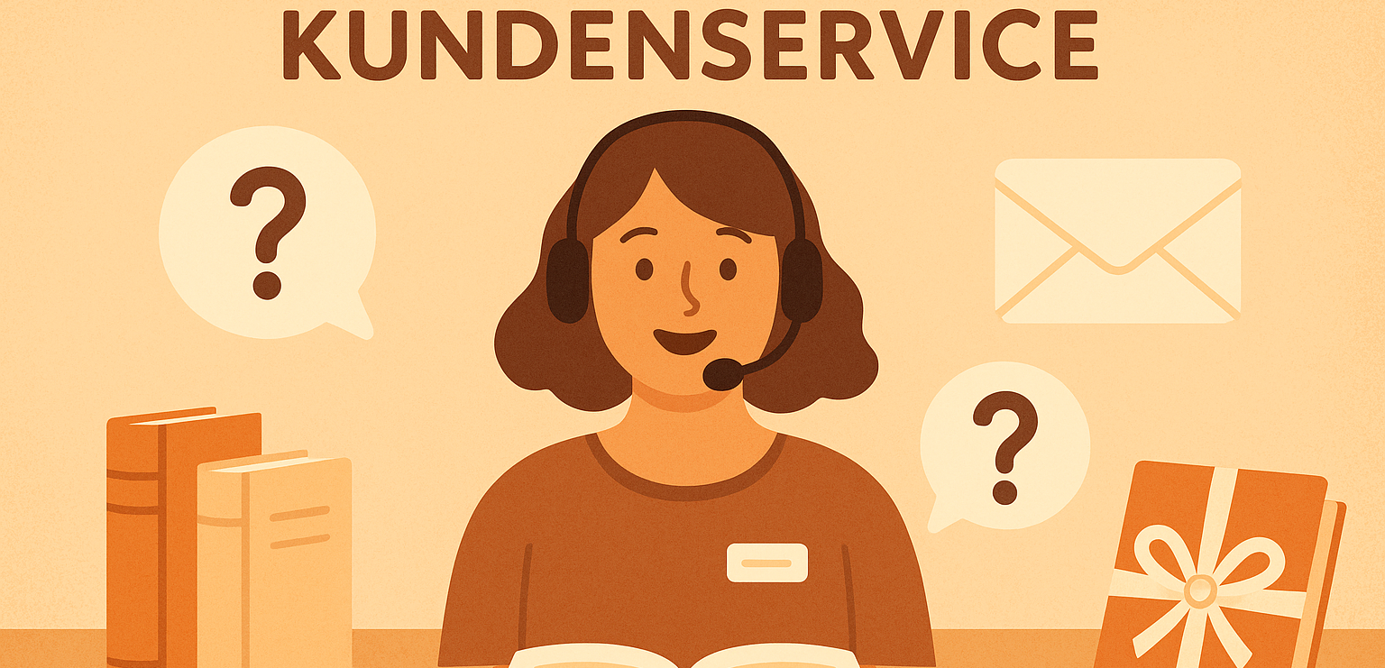 Wirf einen Blick in die FAQs – vielleicht findest du dort schon die passende Antwort! Hast du Fragen, Feedback oder möchtest du ein Buch verschenken? Schreib uns – wir freuen uns über jede Nachricht! mache mir zu diesem text ein passendes bild